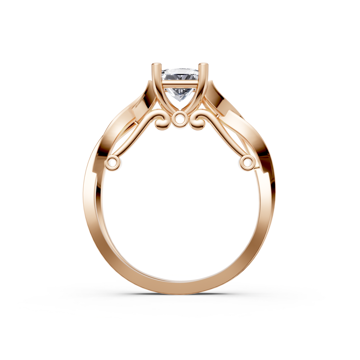 Sculptural Princess Cut Diamond Engagement Ring – VS1 Clarity