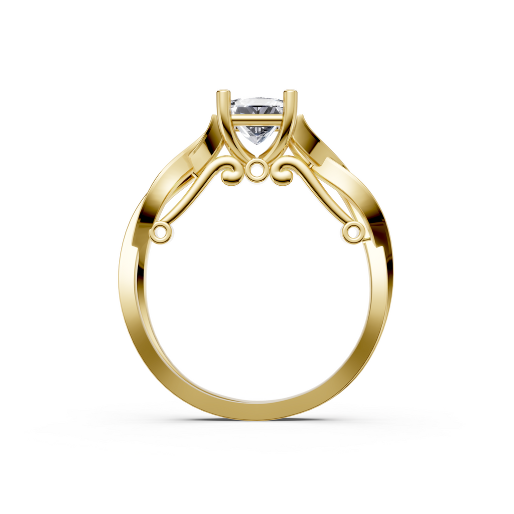 Sculptural Princess Cut Diamond Engagement Ring – VS1 Clarity