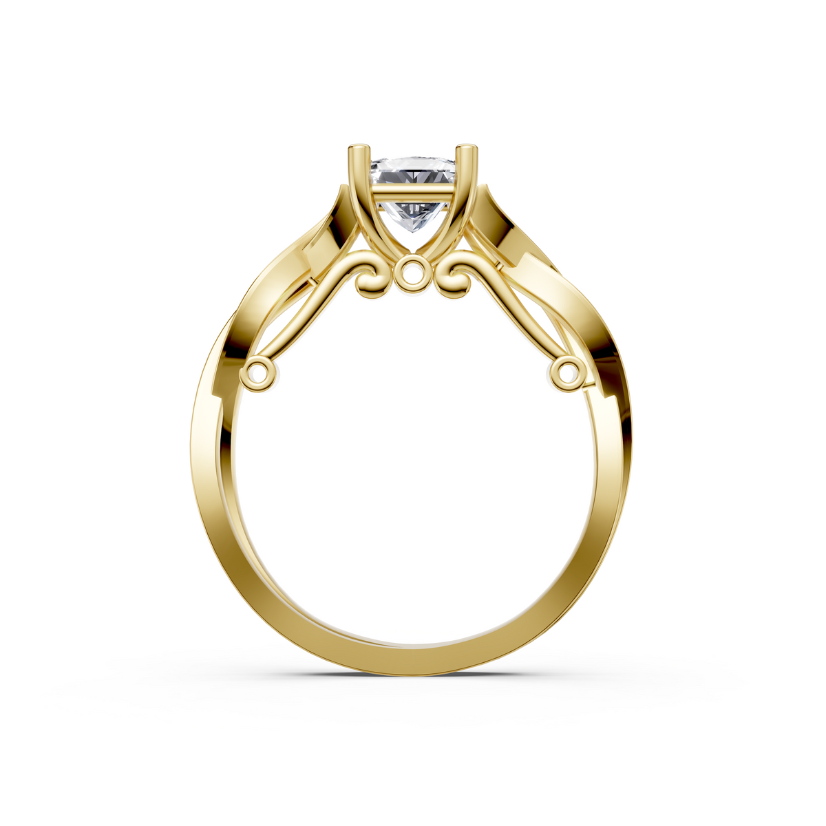 Sculptural Princess Cut Diamond Engagement Ring – VS1 Clarity