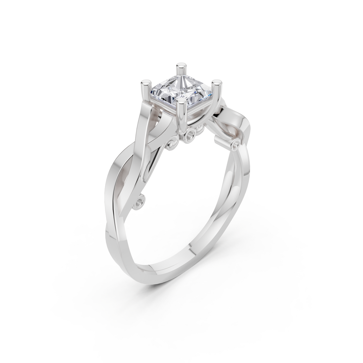 Sculptural Princess Cut Diamond Engagement Ring – VS1 Clarity