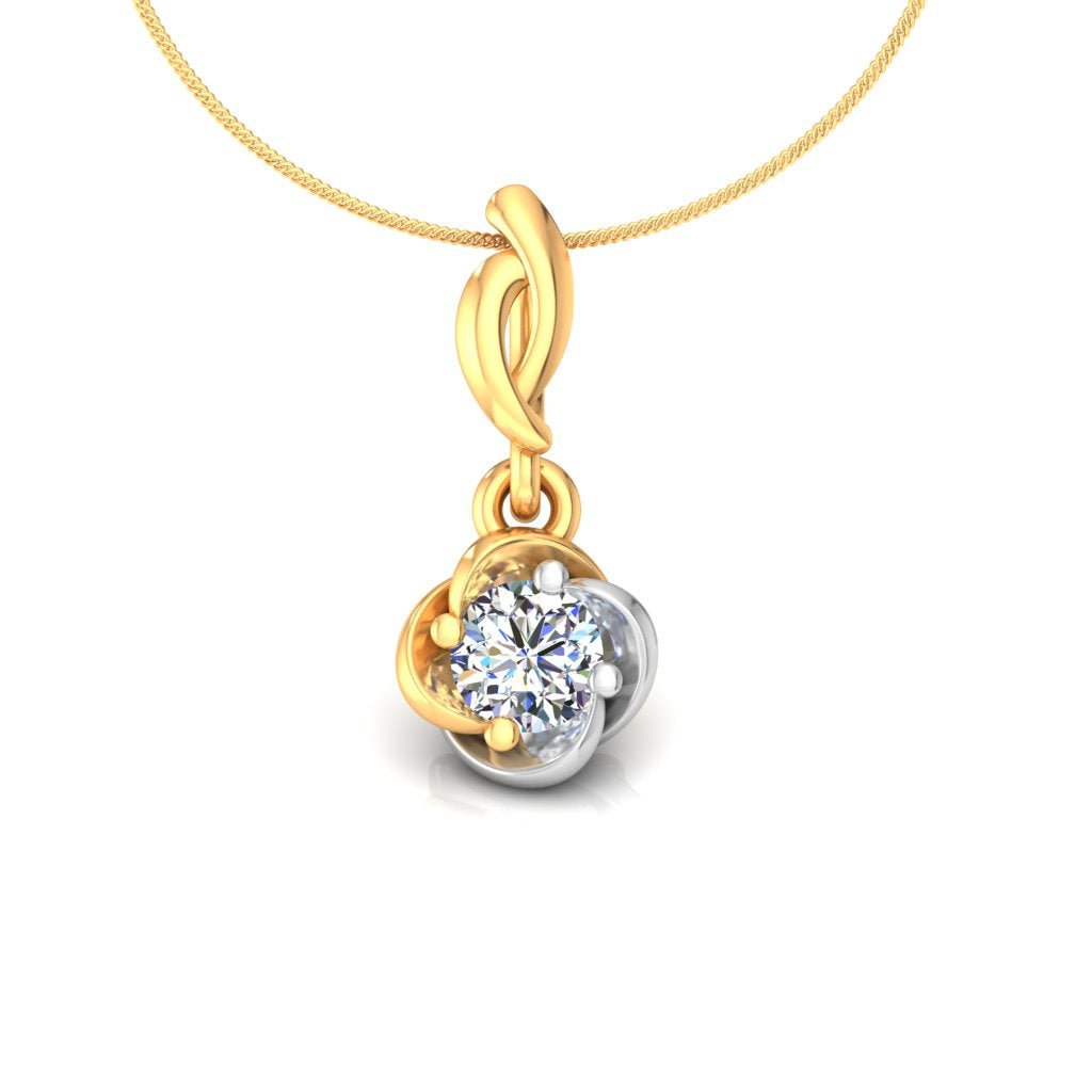 Certified Lab-Grown Diamond Ribbon Knot Solitaire Pendant | Two-Tone Gold