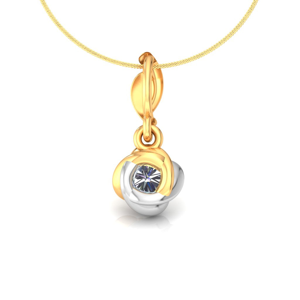 Certified Lab-Grown Diamond Ribbon Knot Solitaire Pendant | Two-Tone Gold