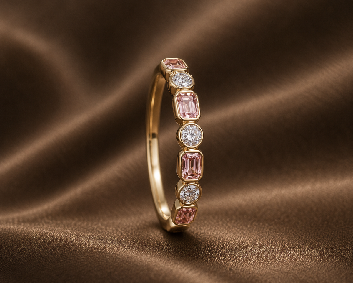 The Aurora Pink & Diamond Eternity Band