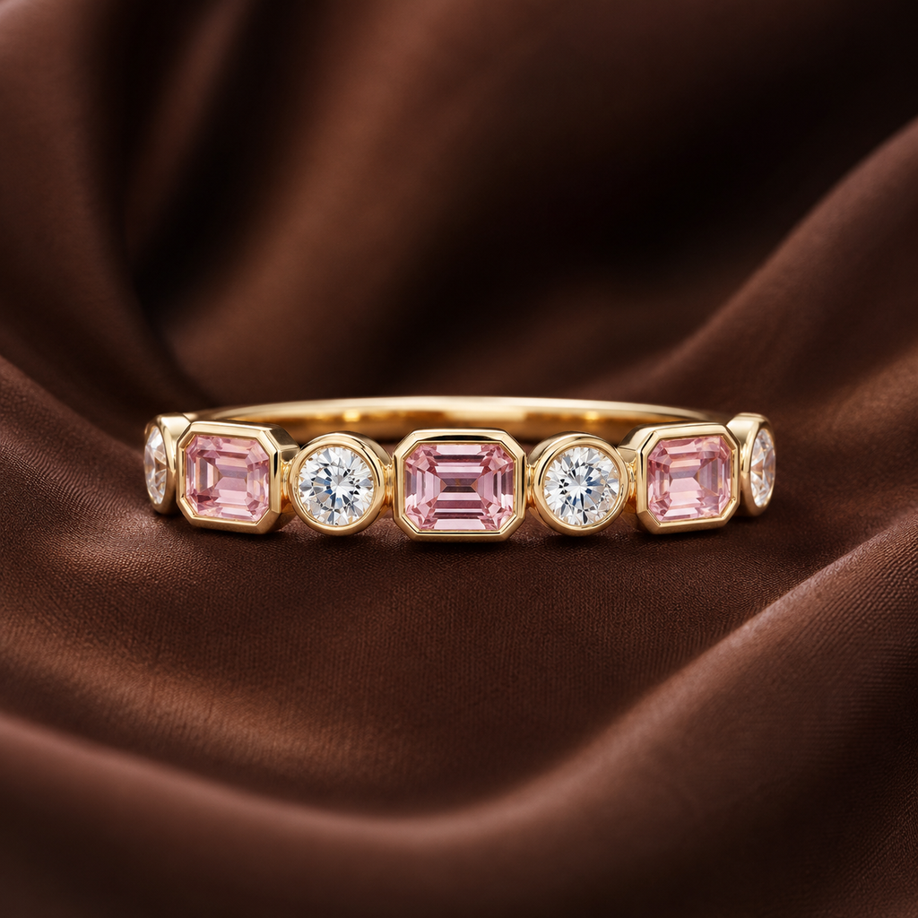 The Aurora Pink & Diamond Eternity Band