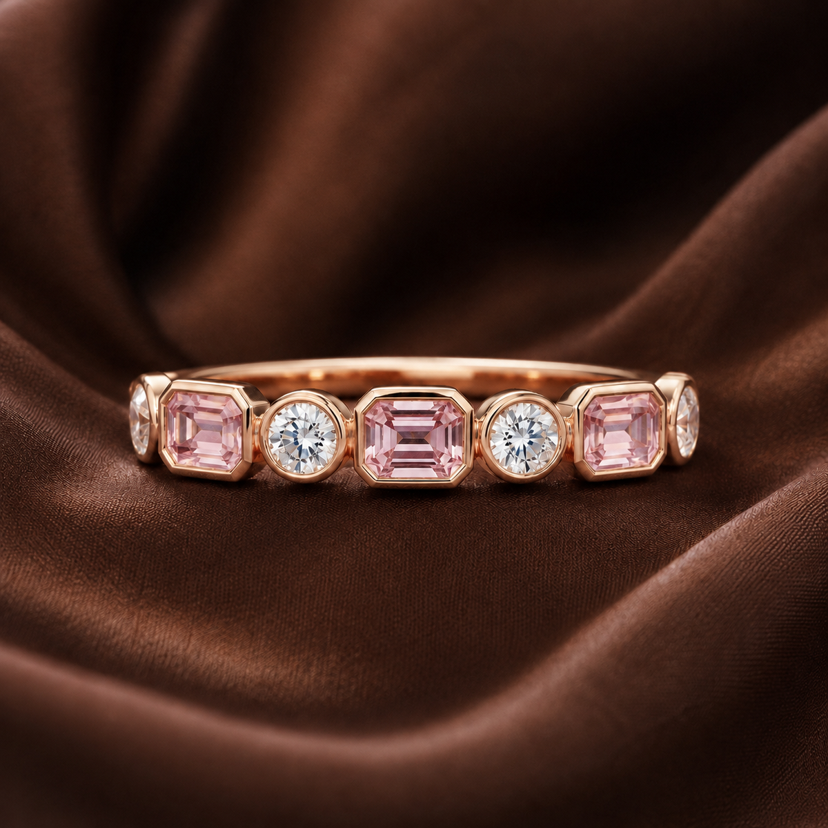The Aurora Pink & Diamond Eternity Band