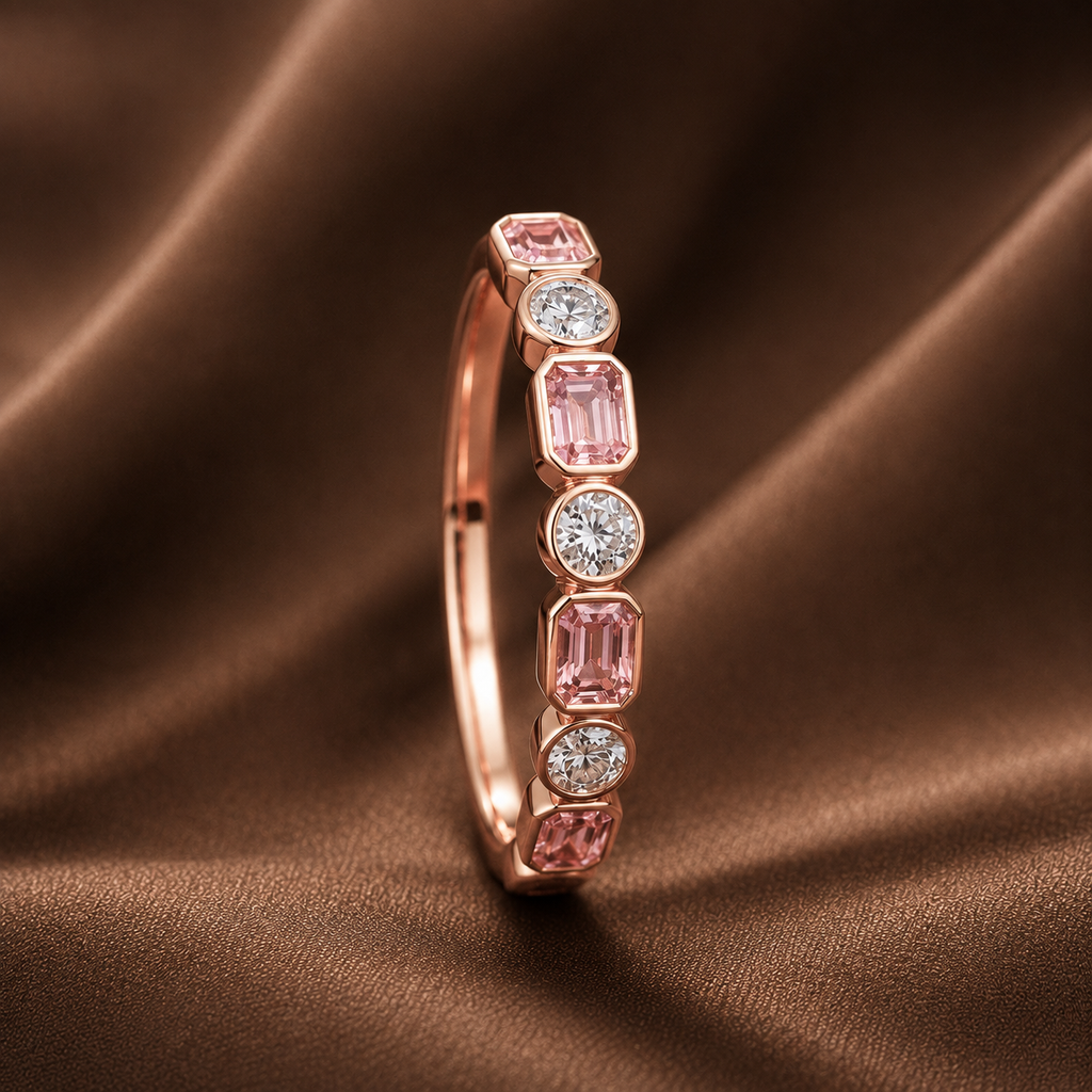 The Aurora Pink & Diamond Eternity Band