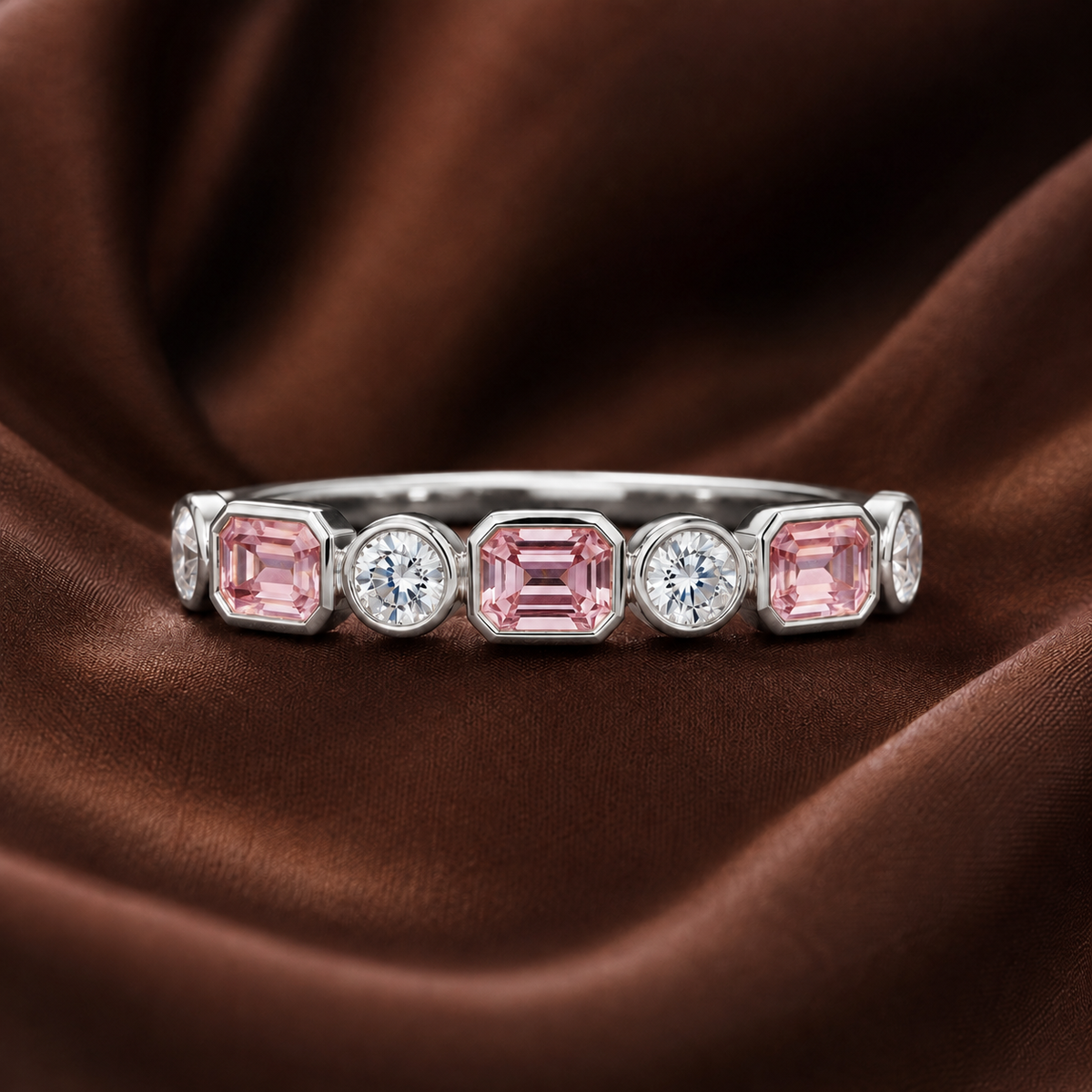 The Aurora Pink & Diamond Eternity Band