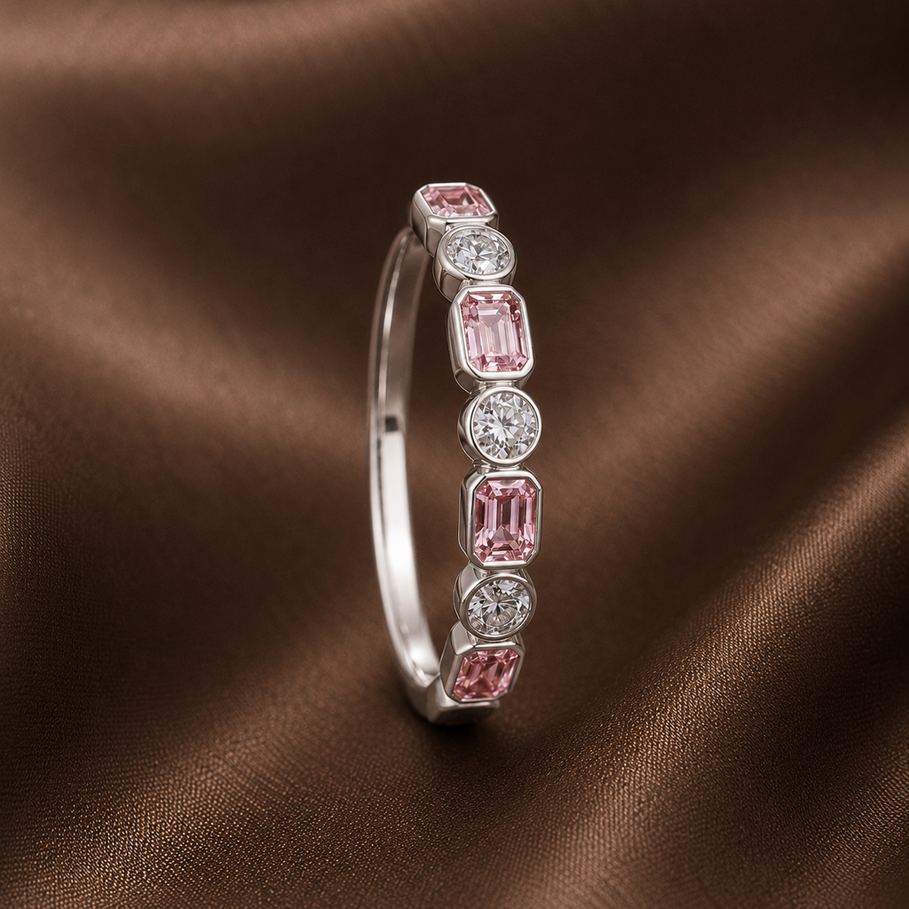 The Aurora Pink & Diamond Eternity Band
