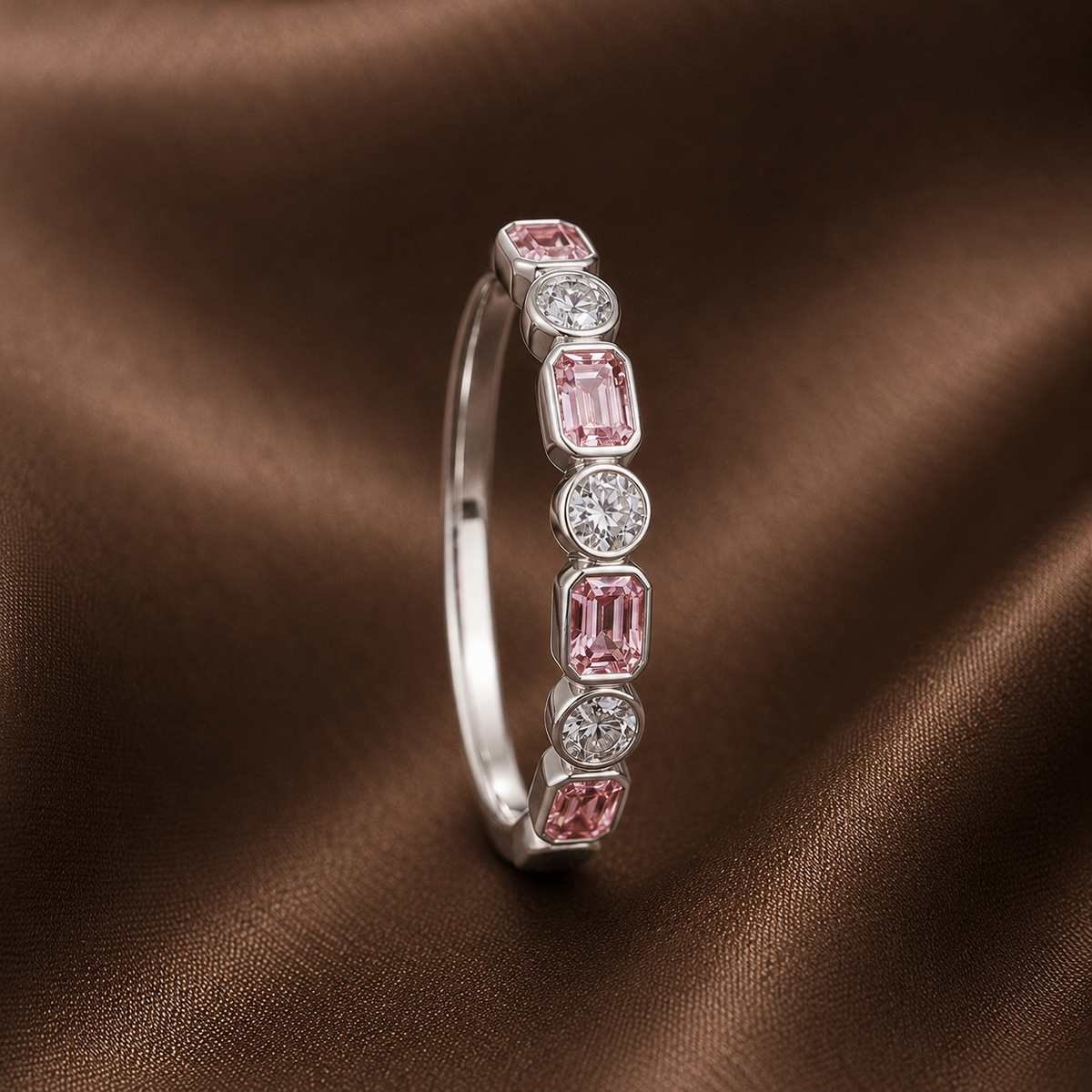 The Aurora Pink & Diamond Eternity Band