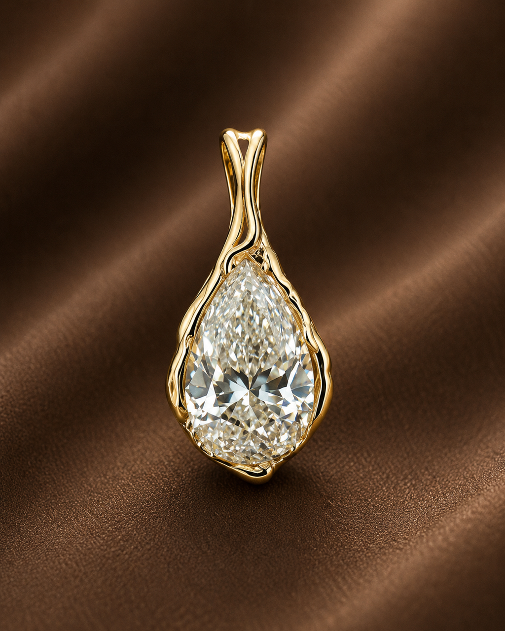 The Golden Cascade Certified Pear Pendant