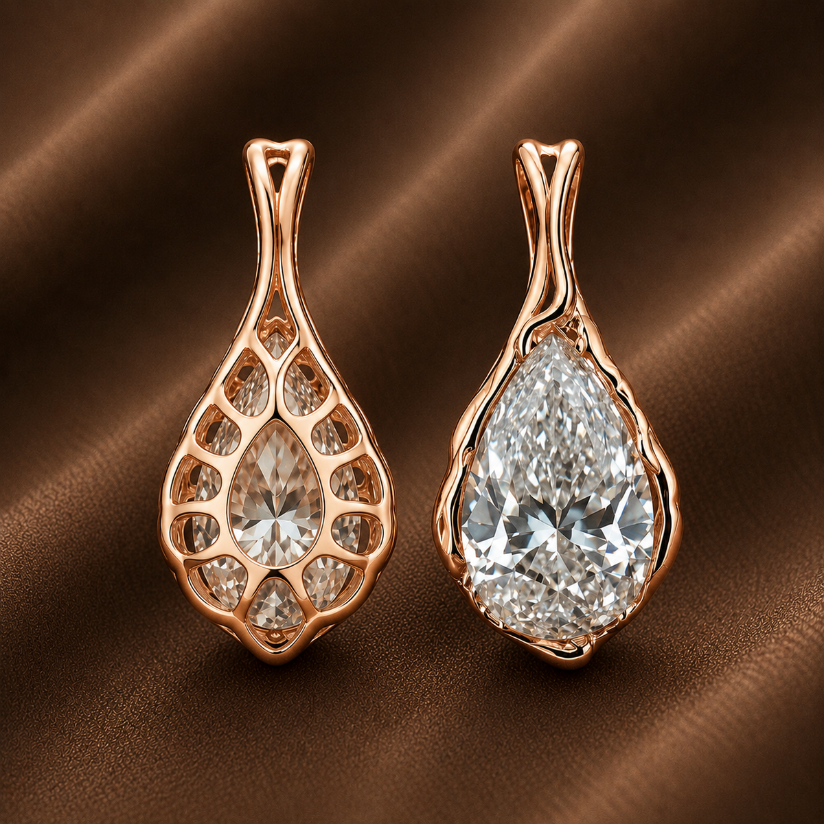 The Golden Cascade Certified Pear Pendant