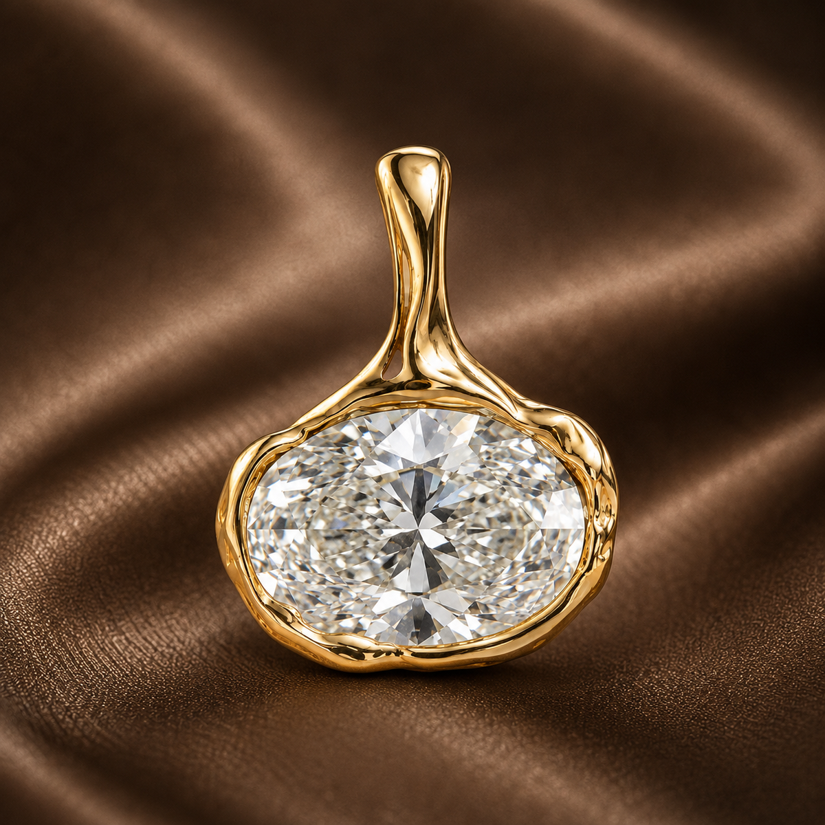 The Sculpted Light Oval Cut  IGI Certified Lab Diamond Pendant