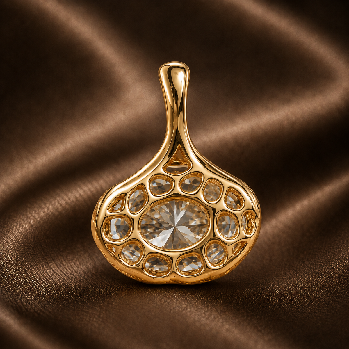 The Sculpted Light Oval Cut  IGI Certified Lab Diamond Pendant
