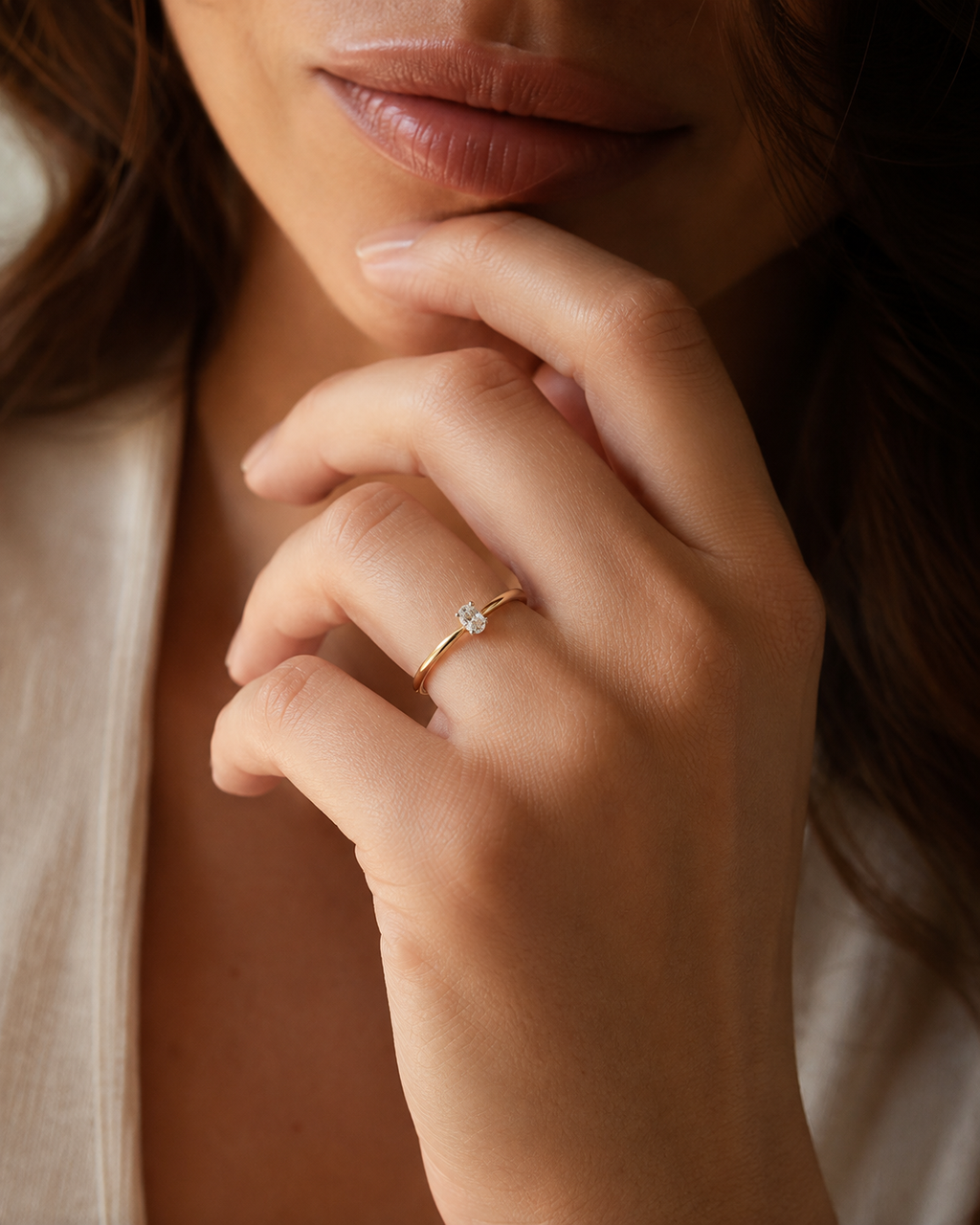The Whisper Petite Oval Solitaire Ring