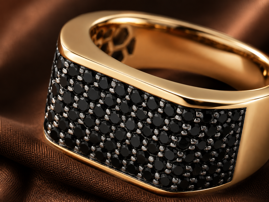 The Obsidian Pave Men's Gold Band