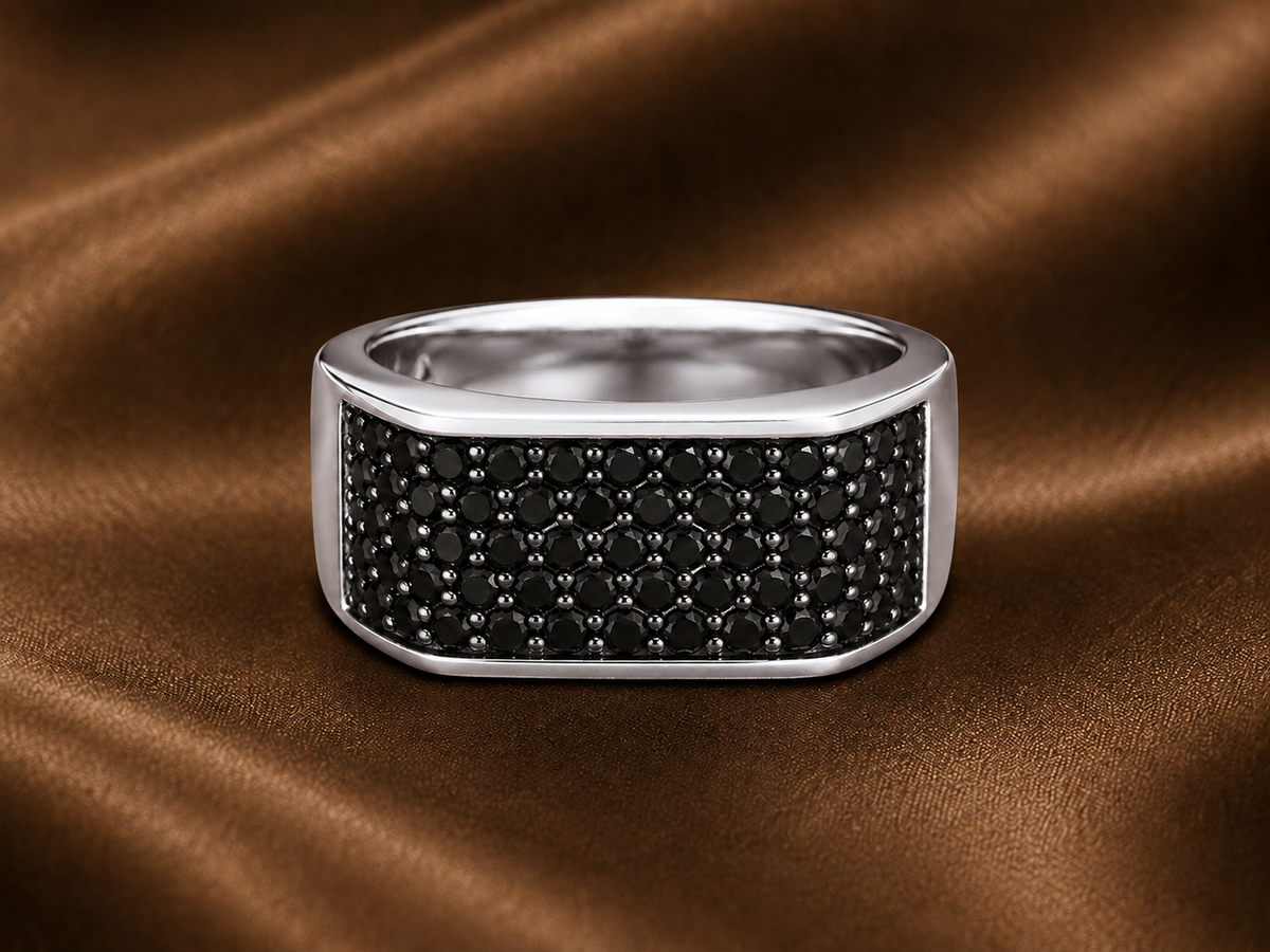 The Obsidian Pave Men's Gold Band
