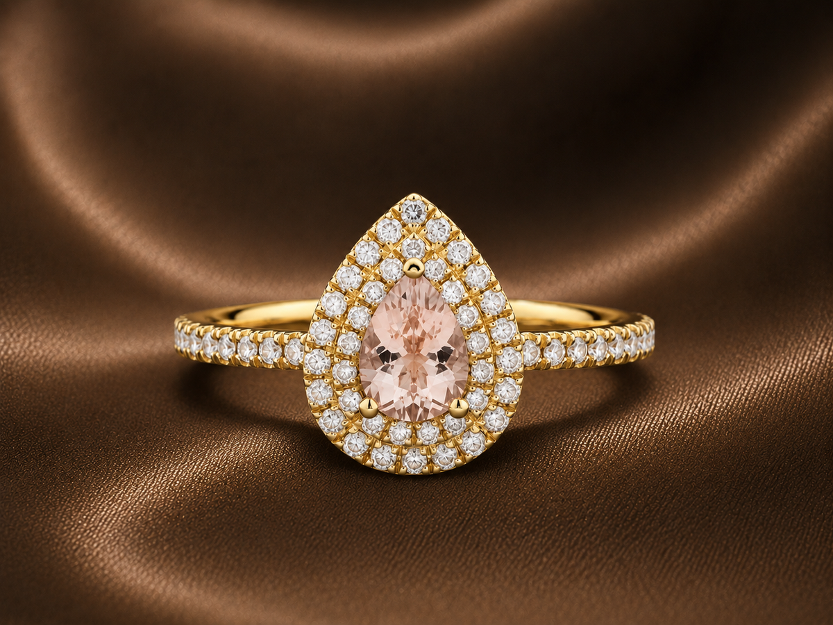 The Aurora Peach Morganite & Diamond Ring