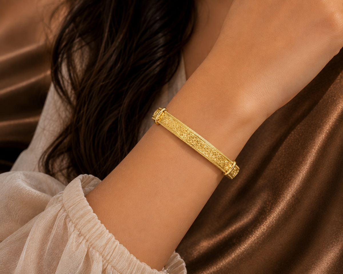 The Heritage Engraved Gold Bangle