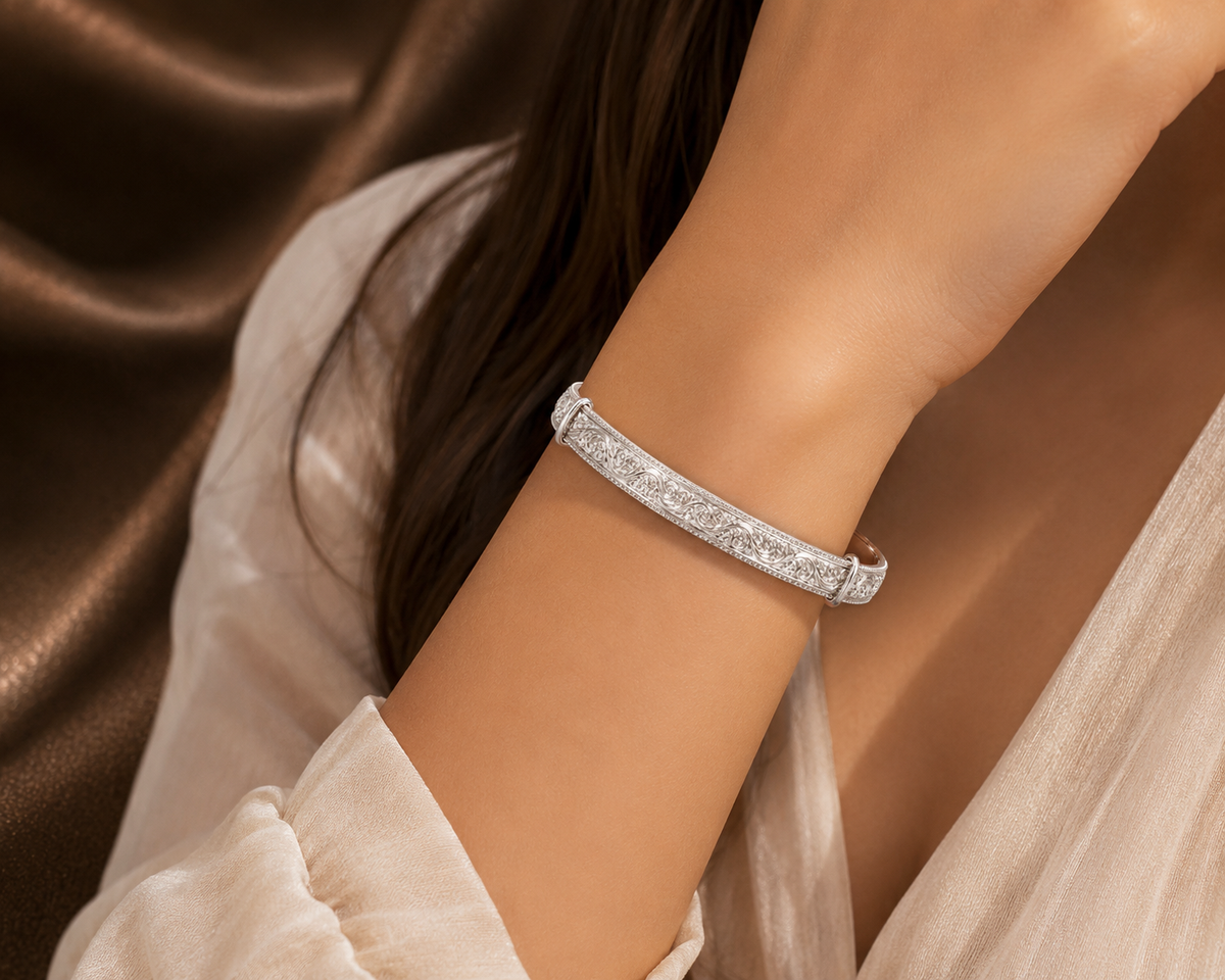 The Heritage Engraved Gold Bangle