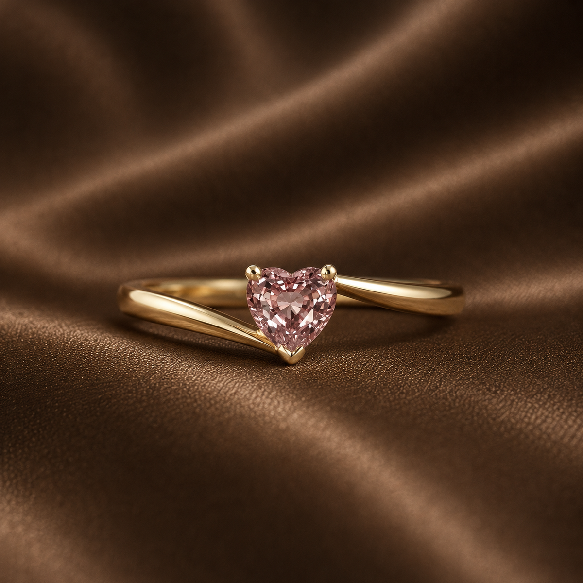Dainty Pink Heart Twist Ring