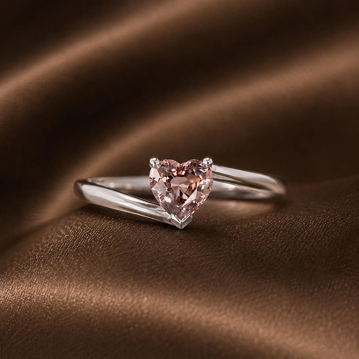 Dainty Pink Heart Twist Ring