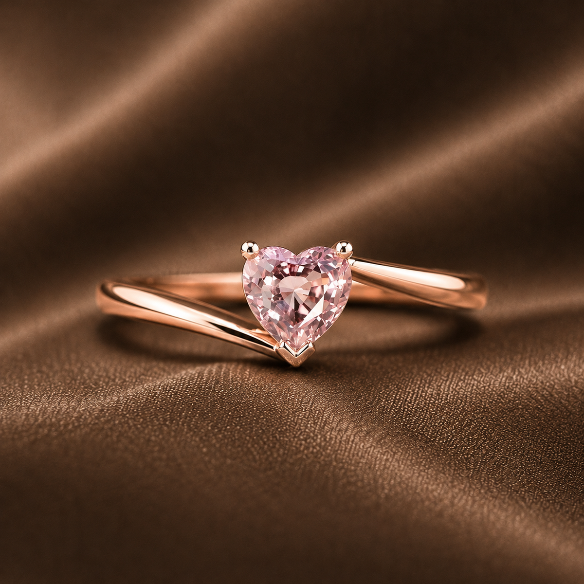 Dainty Pink Heart Twist Ring