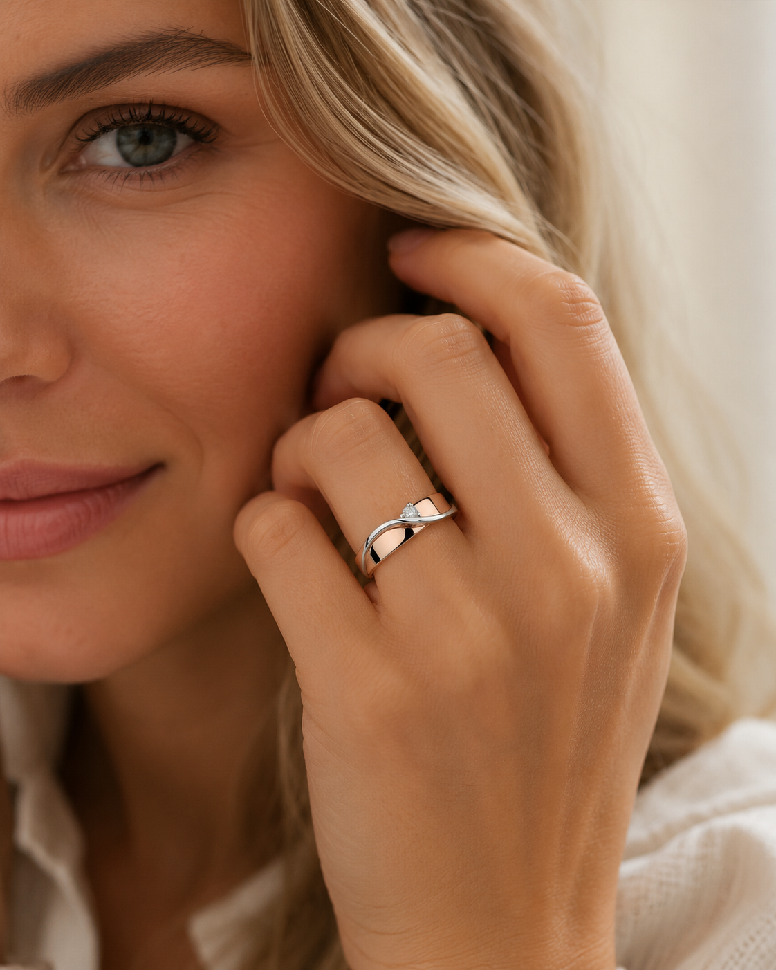 Modern Mixed Metal Wave Ring