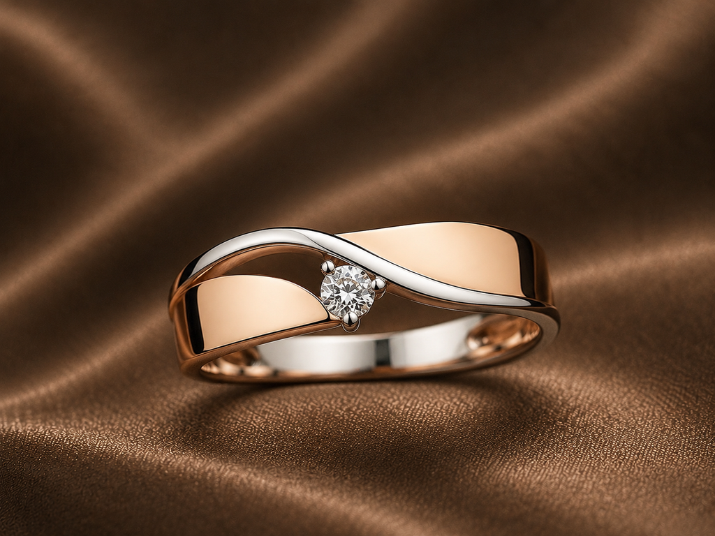 Modern Mixed Metal Wave Ring
