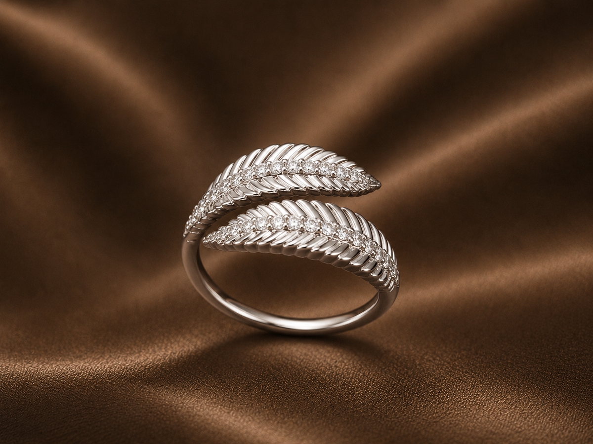 Natural Diamond Feather Wrap Ring