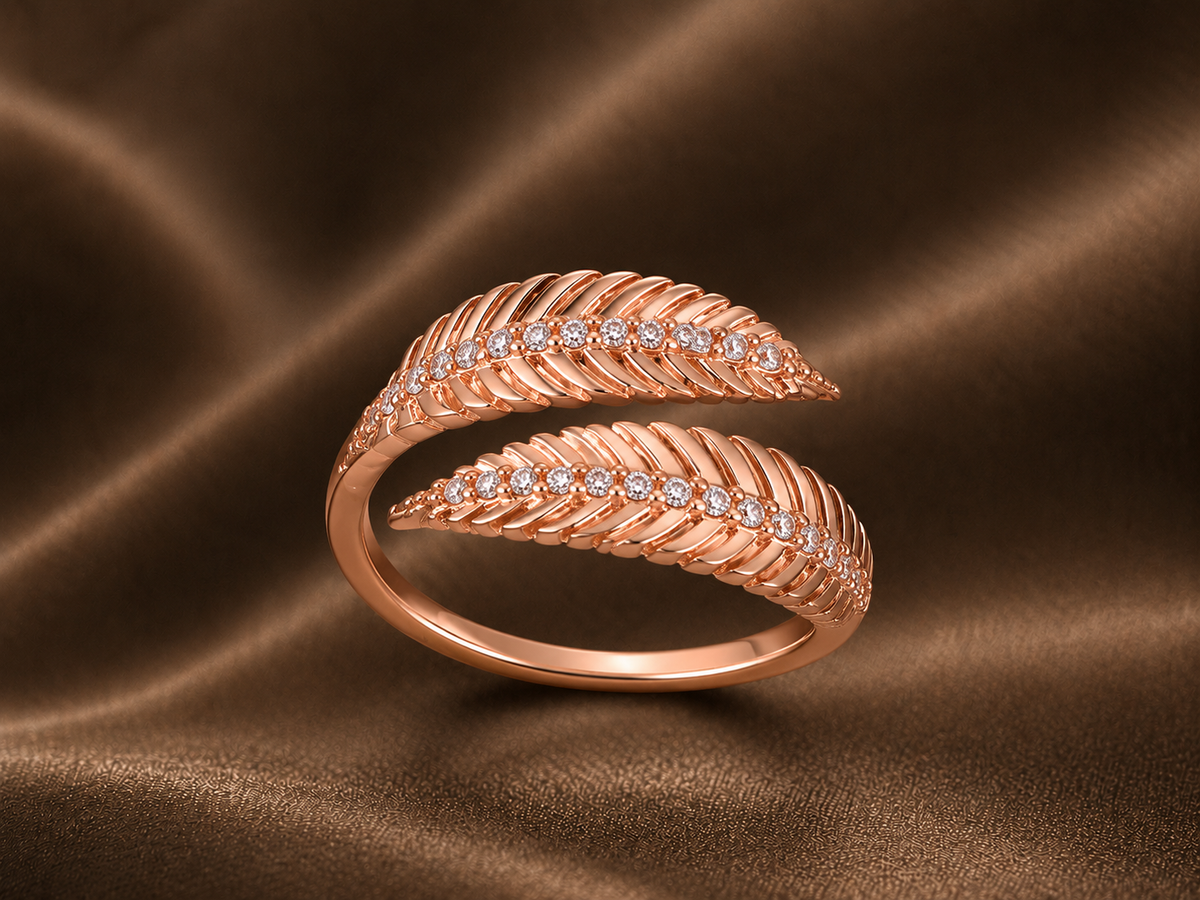 Natural Diamond Feather Wrap Ring