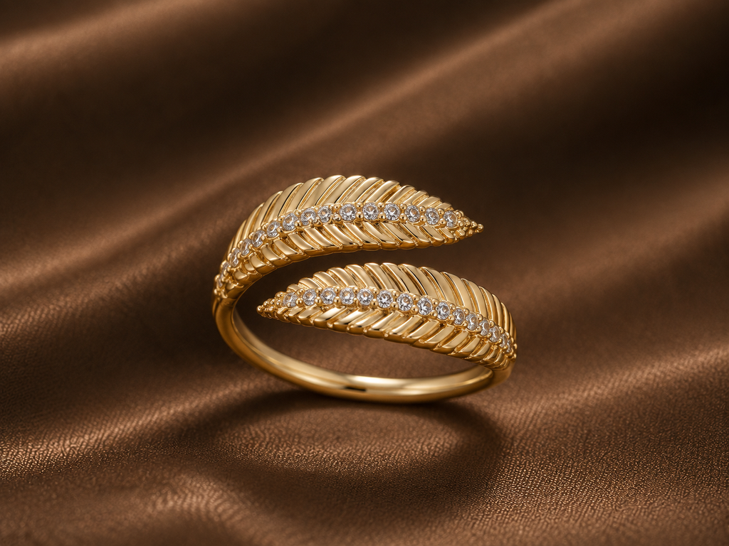 Natural Diamond Feather Wrap Ring