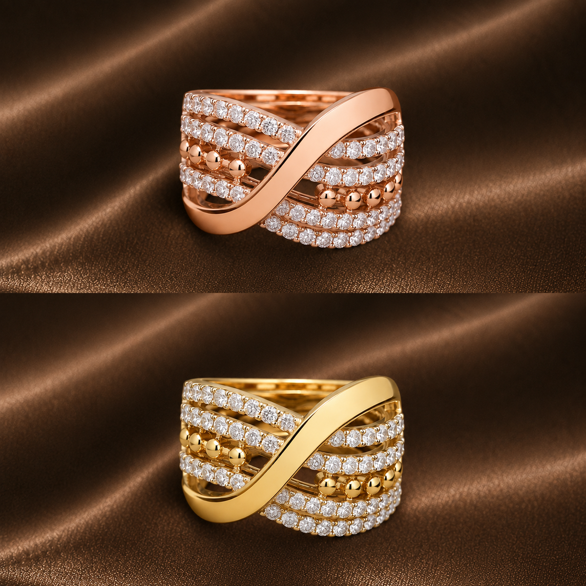 Multi-Row Diamond Illusion Stack Ring