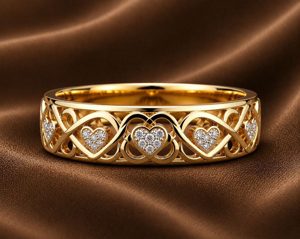 Elegant Diamond Infinity Heart Band