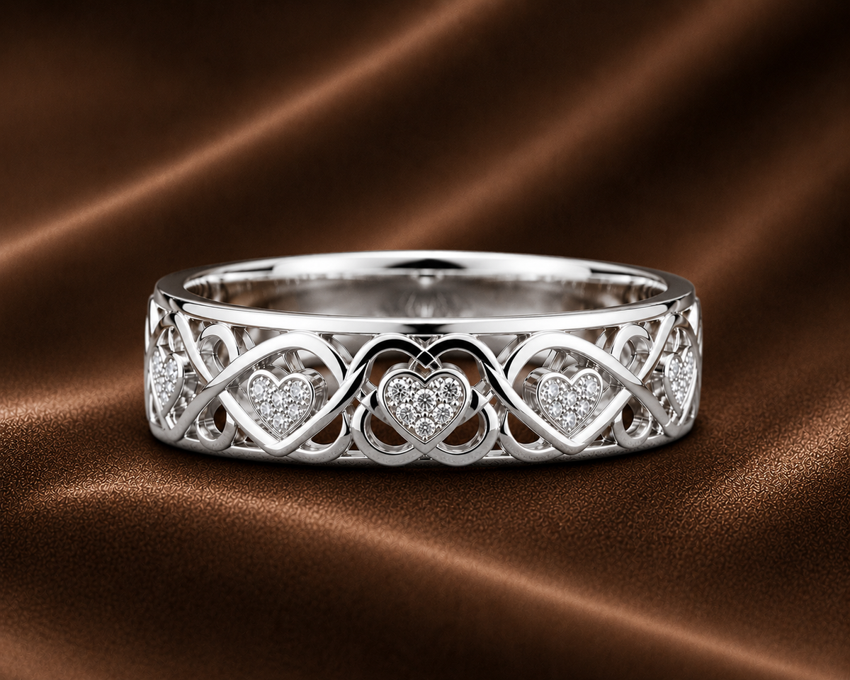 Elegant Diamond Infinity Heart Band