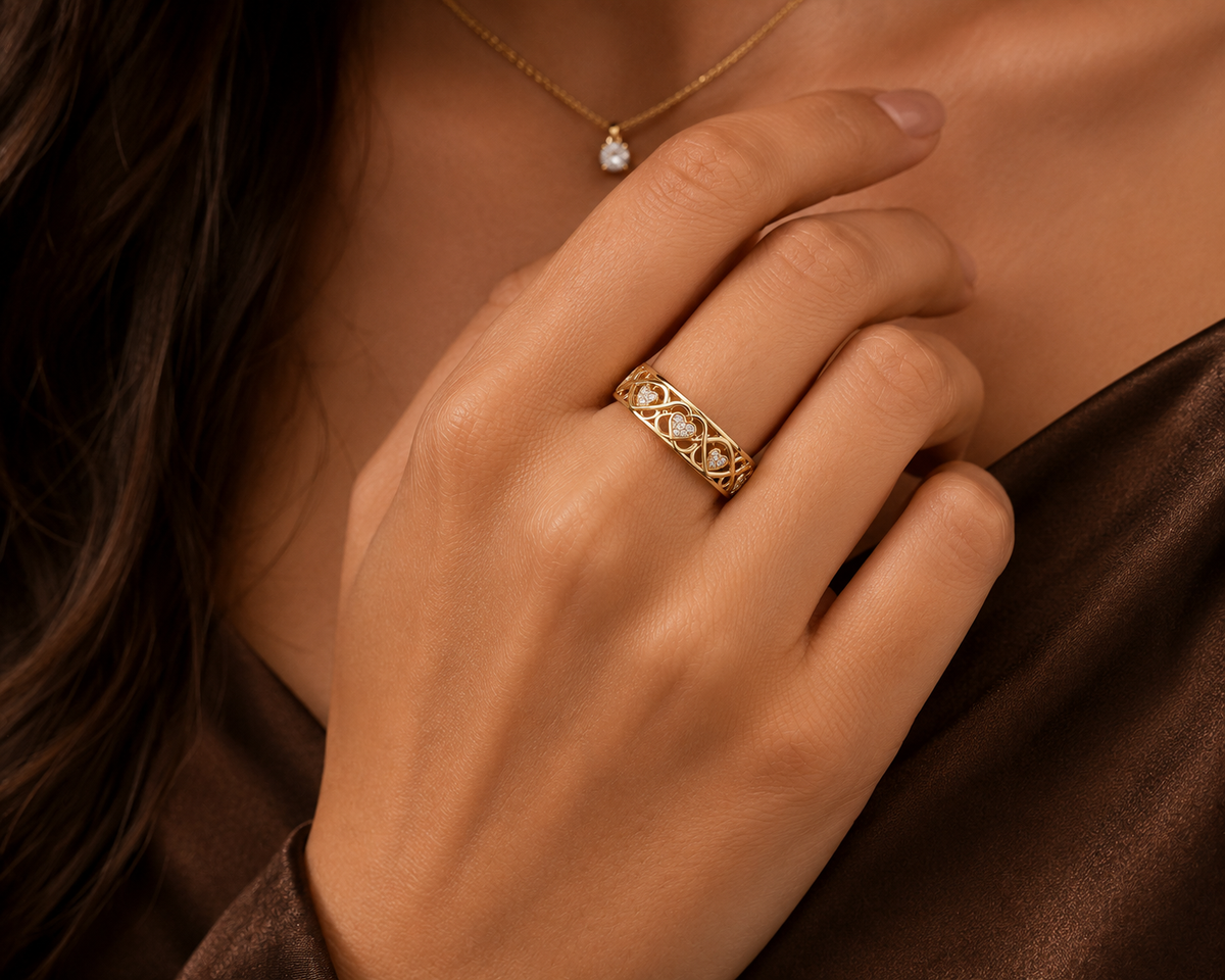 Elegant Diamond Infinity Heart Band