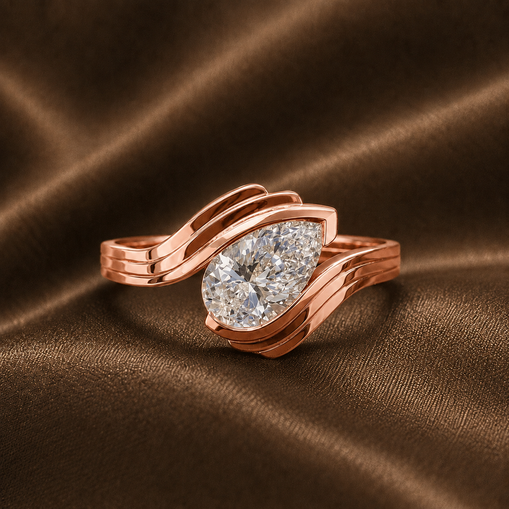 Sculptural Pear Bypass Ring