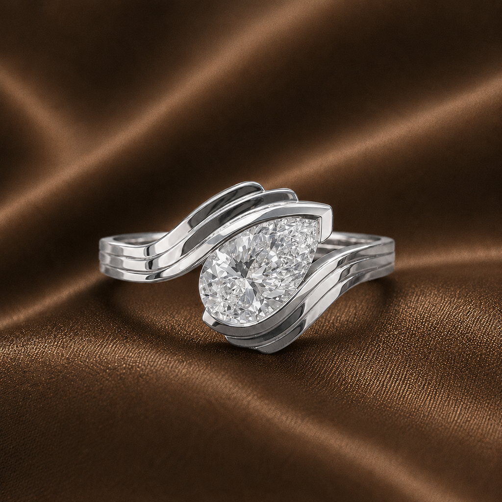 Sculptural Pear Bypass Ring
