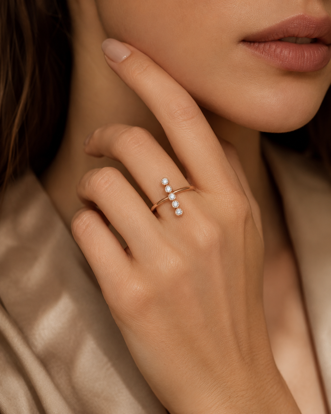Modern Floating Bezel Wrap Ring