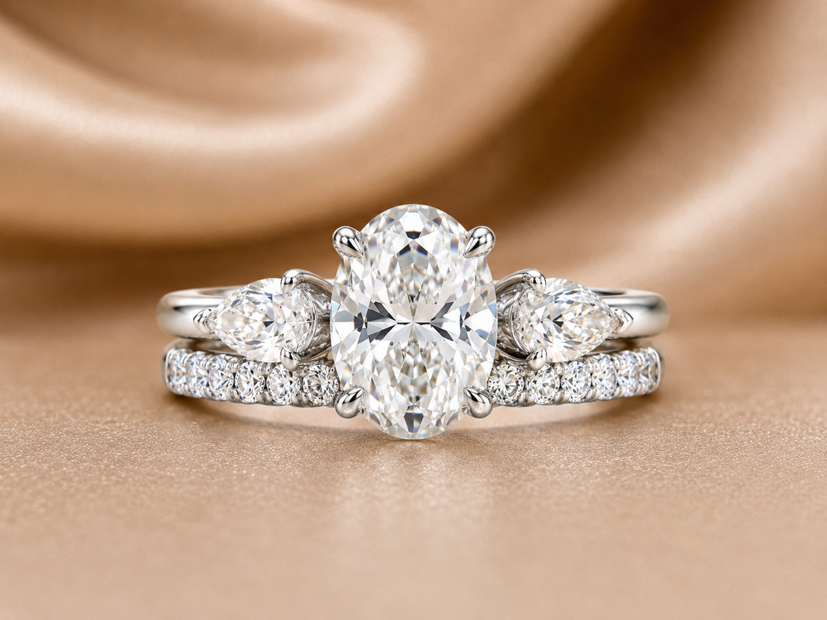 The Eternal Bond Oval & Pear Three-Stone Bridal Set
