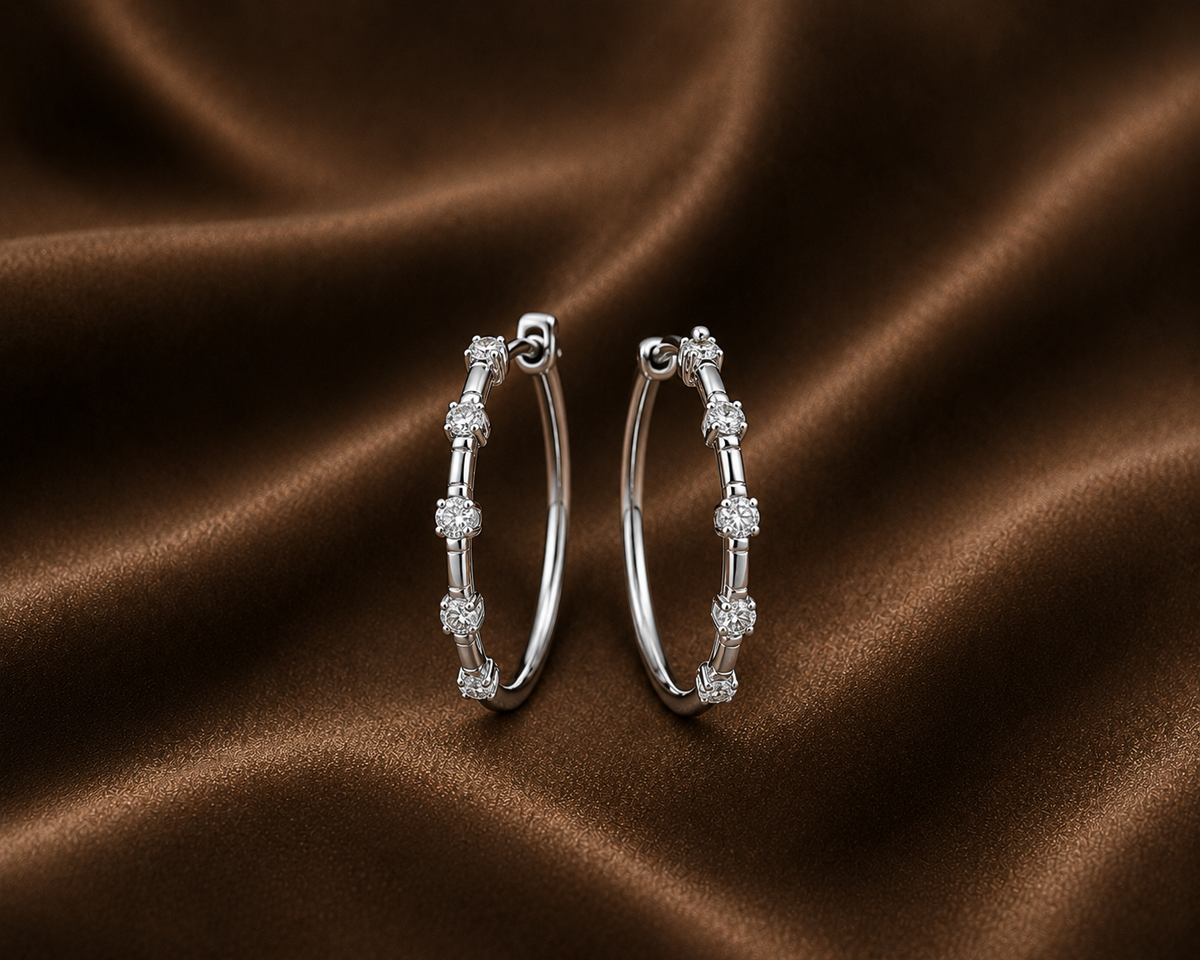 Slim Diamond Hoop Earrings