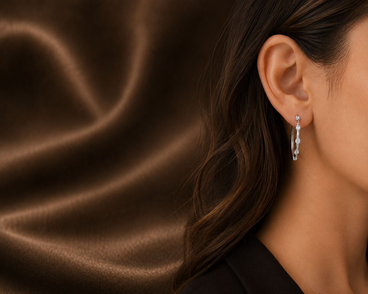 Slim Diamond Hoop Earrings