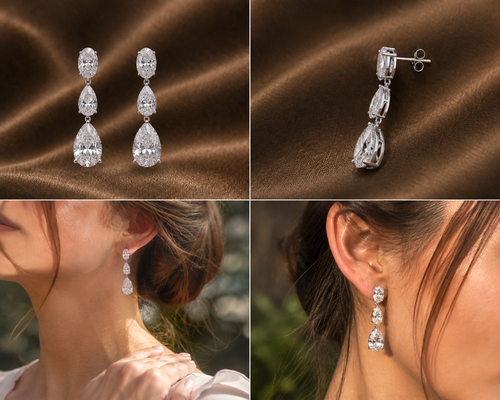 3-Stone Diamond Drop Earrings