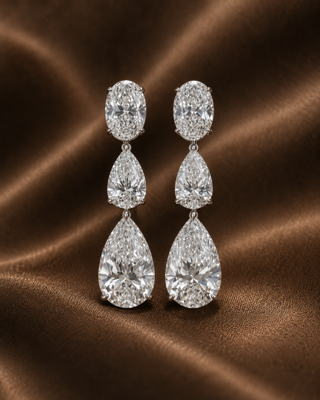 3-Stone Diamond Drop Earrings