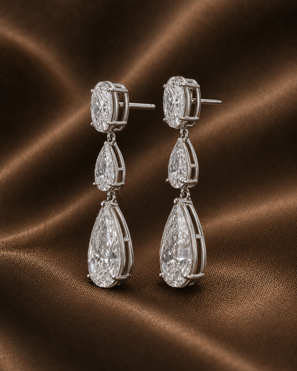 3-Stone Diamond Drop Earrings