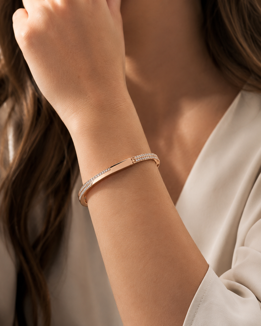 Solid & Iced Hinge Bracelet