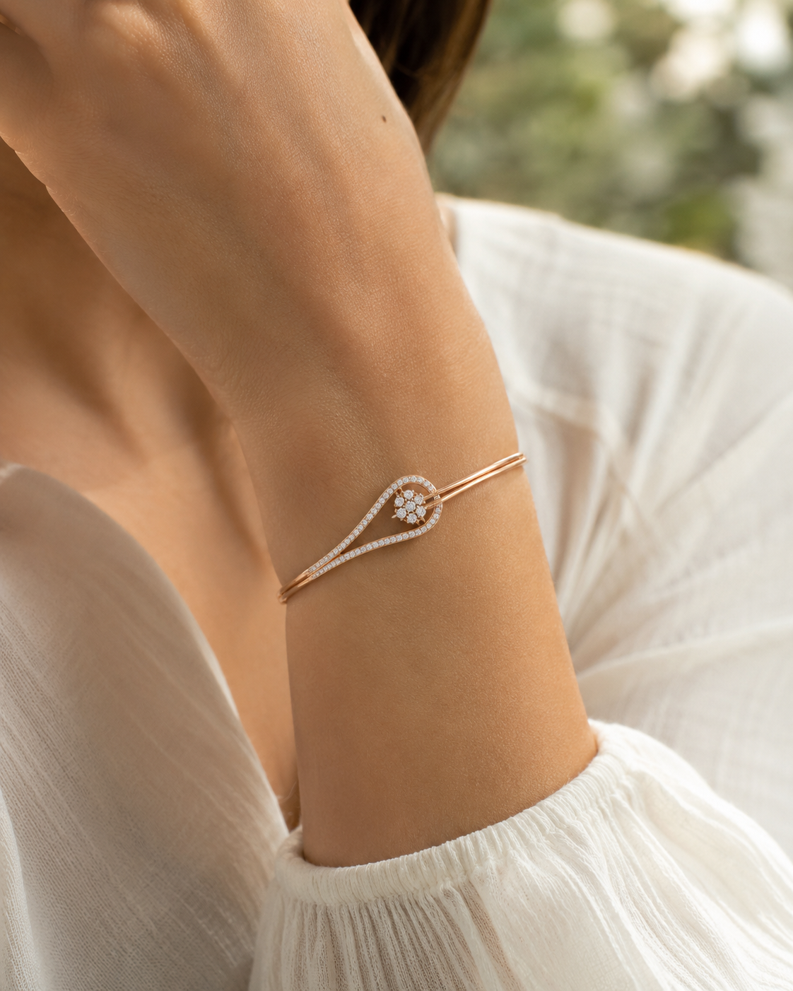Diamond Teardrop Cluster Bangle
