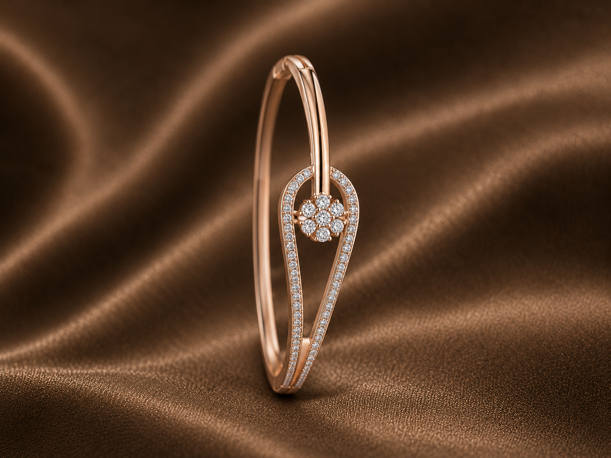 Diamond Teardrop Cluster Bangle