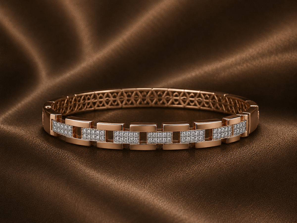 Natural Diamond Block Bangle