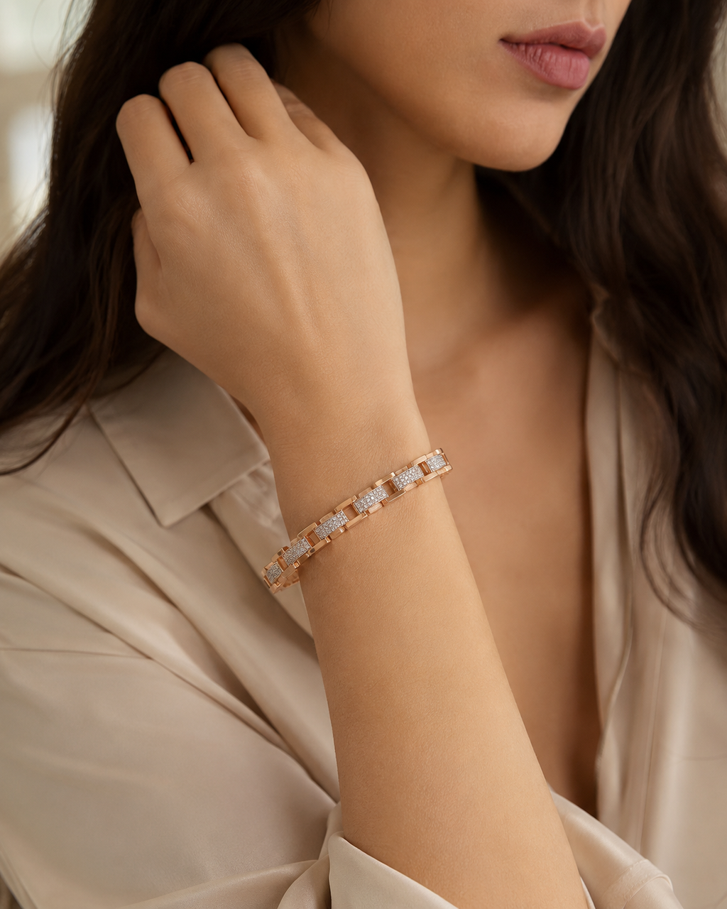Natural Diamond Block Bangle