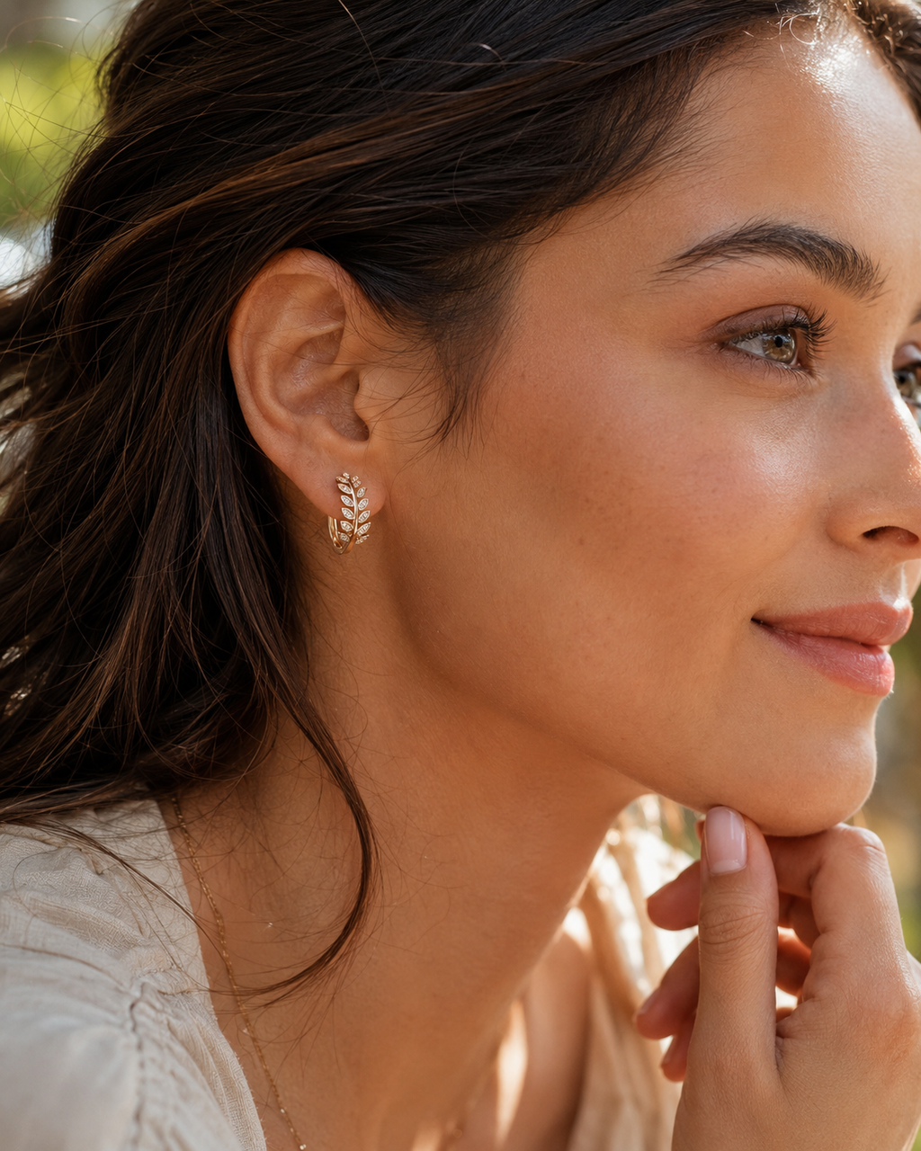 The Golden Vine Huggie Hoops